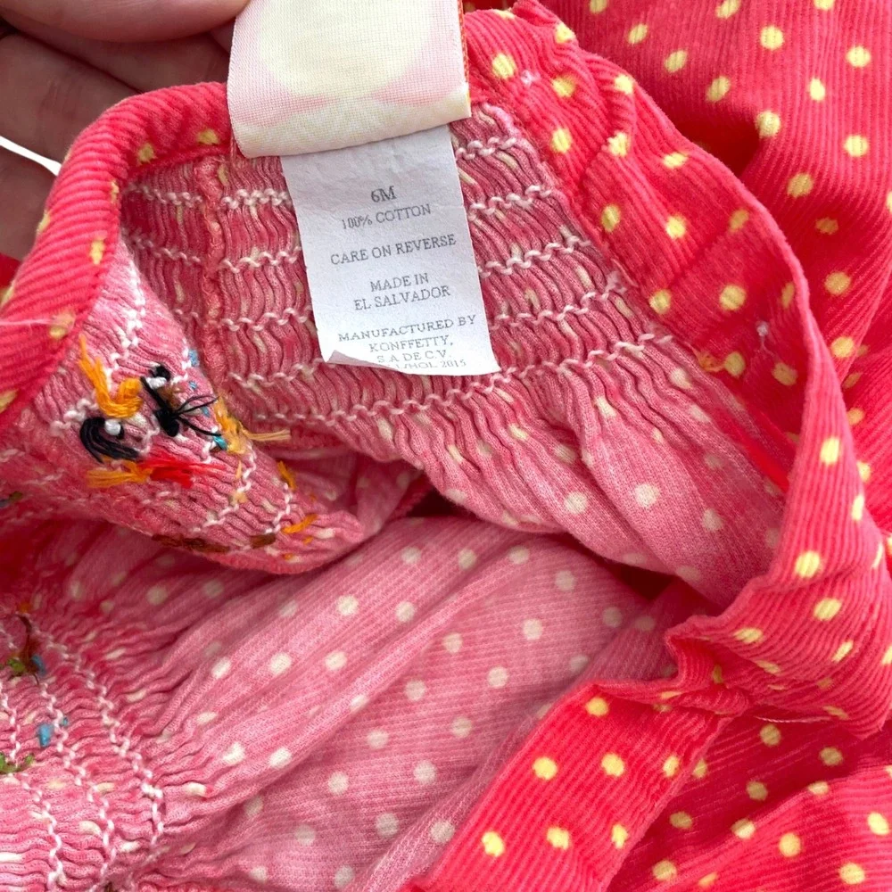 Southern Sunshine micro corduroy smocked‎ polka dot turkey bodysuit Size 6M